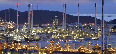 Refinery Plant At Twilight .