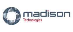 Logo for Madison Technologies featuring a circular, dotted graphic on the left and the word “madison” in dark gray and “Technologies” in smaller red text underneath.