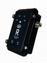 A black rectangular electronic device with indicator lights and a symbol resembling a wireless signal on the front panel, labeled "R" and "UV Sensor Receiver," with visible mounting screws.