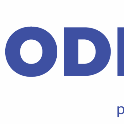 Blue "MODEX26" logo with a geometric “M” symbol on the left. Below "MODEX26," the words "powered by" and the MHI star logo appear in smaller font.