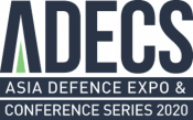 Logo for ADECS, Asia Defence Expo & Conference Series 2020. The letters "ADECS" are bold, with a green triangle forming part of the "A". The event name is written in white on a blue banner below.