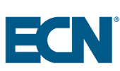 Dark blue, bold, uppercase letters "ECN" in a modern sans-serif font on a white background.