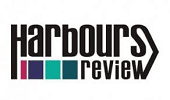 The image shows the "Harbours Review" logo, with bold black text and four colored squares (purple, blue, turquoise, and teal) beneath the word "harbours." The word "review" appears in lowercase letters.