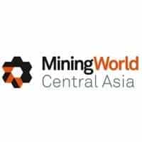 Logo of MiningWorld Central Asia, featuring a black and orange hexagonal design on the left, and the text "MiningWorld Central Asia" with "MiningWorld" in black and orange, and "Central Asia" in gray.