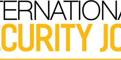 Logo of the International Security Journal, with "ISJ" in large black letters and "International Security Journal" written in black and yellow uppercase text to the right.