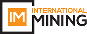 Logo for International Mining, featuring the letters "IM" in white inside an orange square outline, with the words "INTERNATIONAL MINING" in orange and black text to the right.