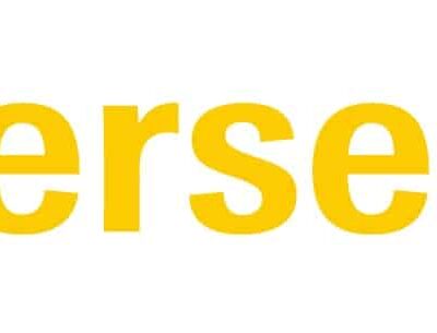 Yellow "intersec" logo with a shield-shaped badge on the right displaying "25 YEARS" in white text, marking the event's 25th anniversary. The design is simple with a white background.