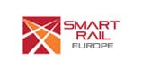 Logo for Smart Rail Europe featuring a stylized design of intersecting railway tracks in red and orange next to the words "SMART RAIL EUROPE" in bold red and gray letters.