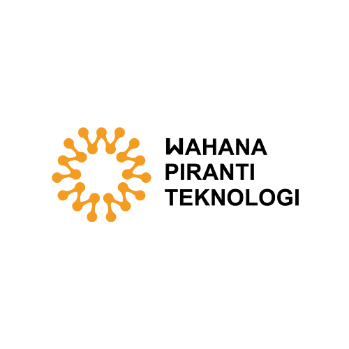 Logo with an orange circular pattern of connected dots on the left and the black text "WAHANA PIRANTI TEKNOLOGI" stacked on the right, all on a white background.