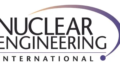 Logo for Nuclear Engineering International. The words "NUCLEAR ENGINEERING" are in large, bold font above "INTERNATIONAL" in smaller letters, with a sweeping purple arc ending in a dot above and to the right of the text.