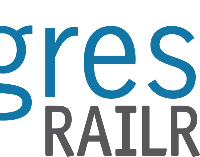 Progressive Railroading logo with 'Progressive' in large blue letters and 'RAILROADING' in smaller gray capital letters underneath.