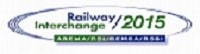 Logo for Railway Interchange 2015, featuring the event name in blue and green text with AREMA, RSI, CMA, and RSSI listed underneath in a blue rectangle.
