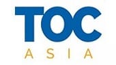 Logo with large blue letters "TOC" above smaller gold letters spelling "ASIA" on a white background.