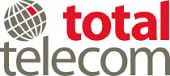 Total Telecom logo featuring a stylized grey globe with a red section on the left, and the words "total" in red and "telecom" in grey to the right of the globe.
