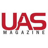Logo for UAS Magazine. The letters "UAS" are bold and red, with a stylized cut in the "A." The word "MAGAZINE" appears in smaller, black letters below. The background is white.