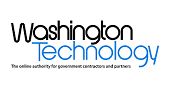 Logo for Washington Technology with the tagline "The online authority for government contractors and partners." The word "Washington" is in black, and "Technology" is in blue.