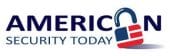 Logo of "American Security Today" with the word "AMERICAN" in bold blue letters, "SECURITY TODAY" below in lighter blue, and a padlock featuring red, white, and blue colors on the right.