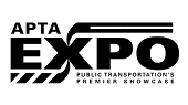 APTA EXPO logo in black and white, featuring the text "APTA EXPO" with stylized lines, and the tagline "Public Transportation's Premier Showcase" beneath.