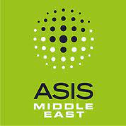 ASIS Middle East logo featuring a circular pattern of black and white dots above the words "ASIS Middle East" on a bright green background.