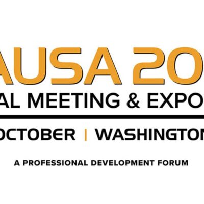 AUSA 2023 Annual Meeting & Exposition logo with dates 9-11 October and location Washington, DC. The Association of the United States Army emblem is on the left. Text below reads, "A professional development forum.