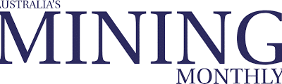 Logo for "Australia's Mining Monthly" with the publication name in large, bold navy blue letters on a white background.
