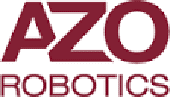 The image displays the logo for AZoRobotics. The text "AZO" appears in large, bold, maroon letters above the word "ROBOTICS" in a smaller, thinner maroon font. The background is white.