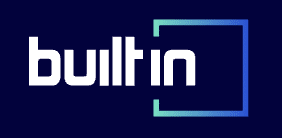 White text reading "builtin" on a dark blue background, with a blue-green square bracket partially surrounding the letters "in" on the right side.
