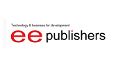 Logo of "ee publishers" with "ee" in large red letters and "publishers" in black. Above the logo, the tagline reads "Technology & business for development" in smaller text.