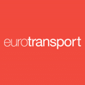 The image shows the word "eurotransport" in white lowercase letters on a solid red background.