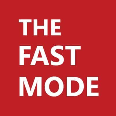 White text reading "THE FAST MODE" on a solid red background.
