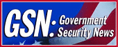 Logo for Government Security News (GSN) with white text on a blue and red background, featuring part of an American flag.