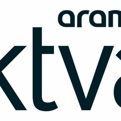 The image features the word "iktva" in large, bold, lowercase letters with "aramco" written in smaller font above the "va" portion of the word. The background is plain white.