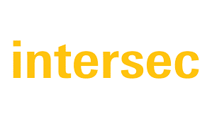 The image shows the word "intersec" in bold, lowercase, yellow letters on a white background.