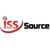 Logo with the text "ISS Source." "ISS" is in red with a curved red swoosh below and a spiral above the "I." "Source" is in bold black letters to the right.
