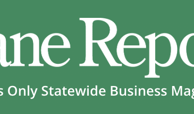 Logo for The Lane Report, Kentucky’s only statewide business magazine, with white text on a green background.