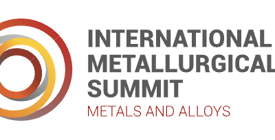 Logo for the International Metallurgical Summit featuring overlapping orange and gold circles on the left, and the words "INTERNATIONAL METALLURGICAL SUMMIT METALS AND ALLOYS" on the right.