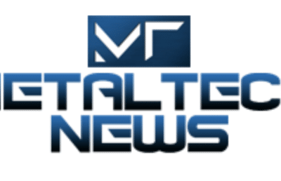 Logo for "Metal Tech News" with bold, metallic blue lettering and a stylized "MT" symbol above the text, set against a white background.