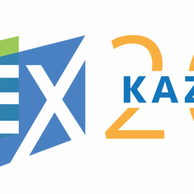 Logo for MINEX Kazakhstan 2022. The word "MINEX" is in bold letters with colored, overlapping geometric shapes behind each letter, and "KAZAKHSTAN 2022" in blue and orange to the right.