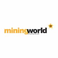 Logo for "MiningWorld Russia" with "mining" in orange, "world" in black, and a small yellow star-like graphic on the upper right corner of the word "world.