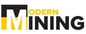 Logo with the word "MINING" in large black and yellow letters, and the word "MODERN" in smaller yellow letters positioned over the first "M.