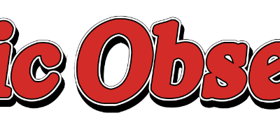 Red, bold text outlined in black and white reads "Music Observer" on a plain white background.