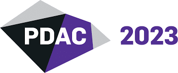 PDAC 2023 logo featuring the letters "PDAC" in white on a black and purple geometric shape, with "2023" in bold purple text to the right.