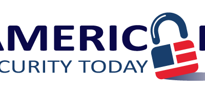 Logo for "American Security Today" with the last letter "O" in "AMERICAN" designed as a padlock in red and blue, with the words "SECURITY TODAY" in blue below.
