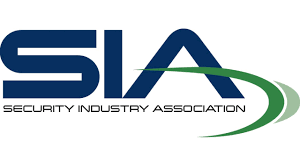The logo for the Security Industry Association (SIA) with bold navy blue letters "SIA" above the words "Security Industry Association" and a green swoosh curving underneath the text.