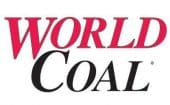 The image shows the "World Coal" logo with "WORLD" in bold red uppercase letters and "Coal" in bold black uppercase letters below it on a white background.