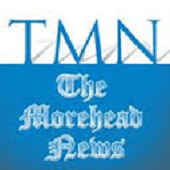 Blue and white logo featuring the large letters "TMN" at the top and "The Morehead News" written in an ornate font below.
