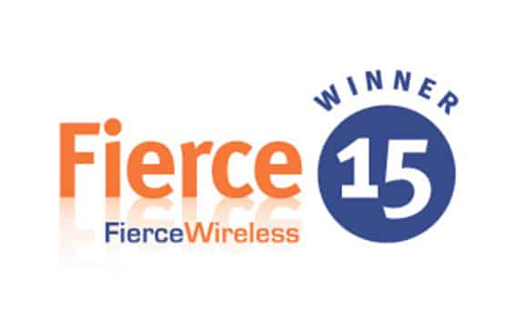 The image shows the FierceWireless Winner 15 logo, with "Fierce" in large orange letters, "FierceWireless" below it in smaller blue letters, and "WINNER 15" inside a blue circle on the right.