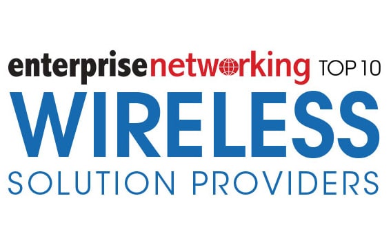 Logo displaying the text: "enterprise networking TOP 10 WIRELESS SOLUTION PROVIDERS," with emphasis on "WIRELESS" in large blue letters.
