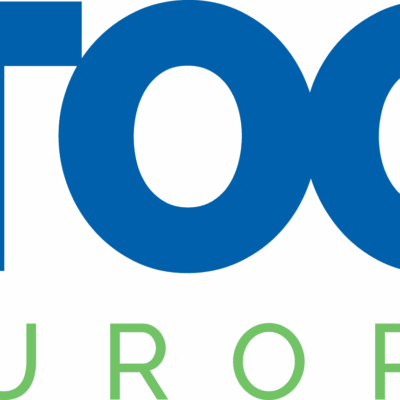 Logo for TOC Europe with "TOC" in large blue uppercase letters and "EUROPE" in smaller green uppercase letters below.