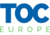 Logo with the large blue letters "TOC" above the word "EUROPE" written in green capital letters.